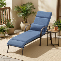 Adjustable Outdoor Chaise Lounge with Cushion & Pillow
