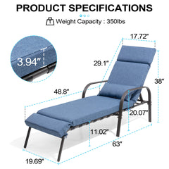 Adjustable Outdoor Chaise Lounge with Cushion & Pillow