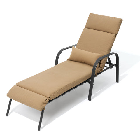 Outdoor chaise lounge cushion single in Tan