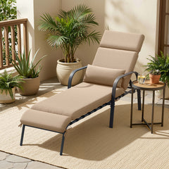 Adjustable Outdoor Chaise Lounge with Cushion & Pillow