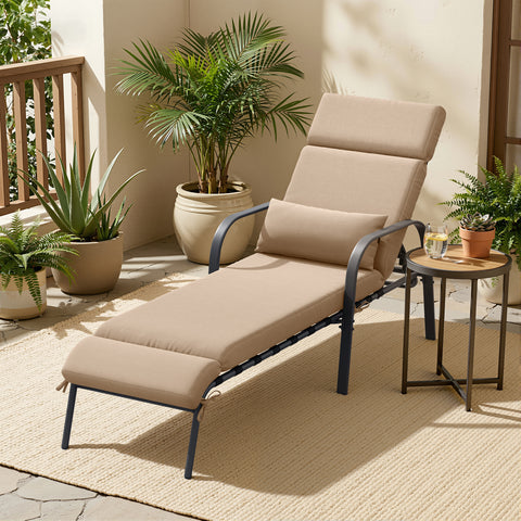 Crestlive Products Outdoor Adjustable Chaise Lounge Chair with Cushion and Pillow