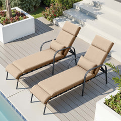 Adjustable Outdoor Chaise Lounge with Cushion & Pillow