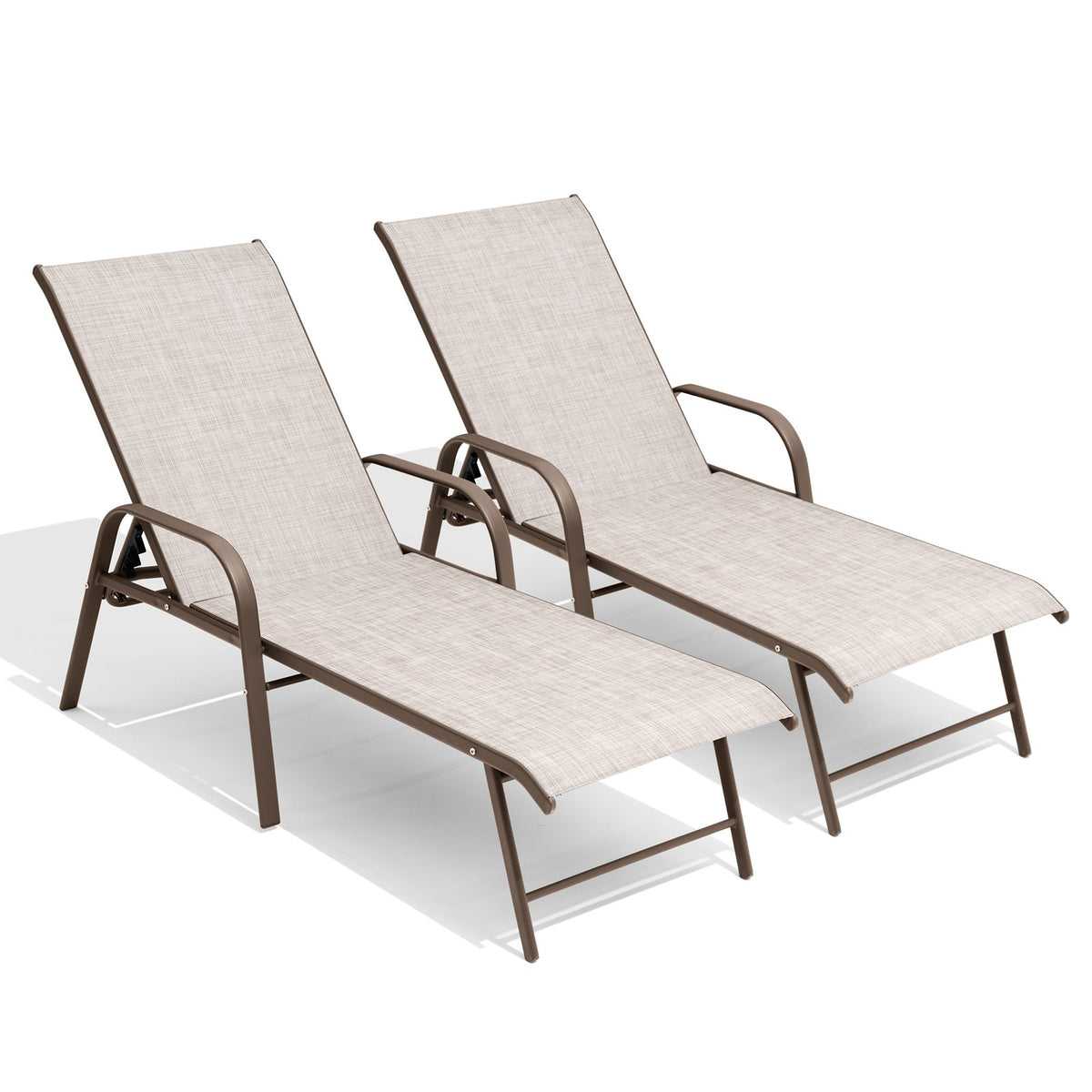 Crestlive Products Aluminum Outdoor Adjustable Chaise Lounge Chair Set of 2