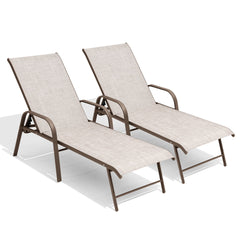 Aluminum Adjustable Outdoor Chaise Lounge Set of 2