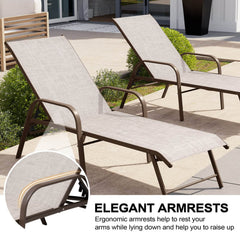 Aluminum Adjustable Outdoor Chaise Lounge Set of 2