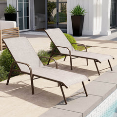 Aluminum Adjustable Outdoor Chaise Lounge Set of 2