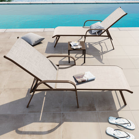Crestlive Products Aluminum Outdoor Adjustable Chaise Lounge Chair Set of 2