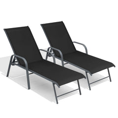 Aluminum Adjustable Outdoor Chaise Lounge Set of 2