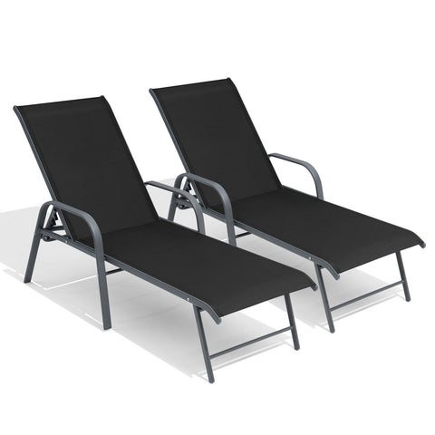 Crestlive Products Aluminum Outdoor Adjustable Chaise Lounge Chair Set of 2