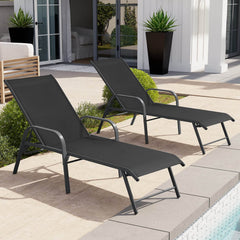 Aluminum Adjustable Outdoor Chaise Lounge Set of 2