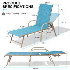 Aluminum Adjustable Outdoor Chaise Lounge Set of 2