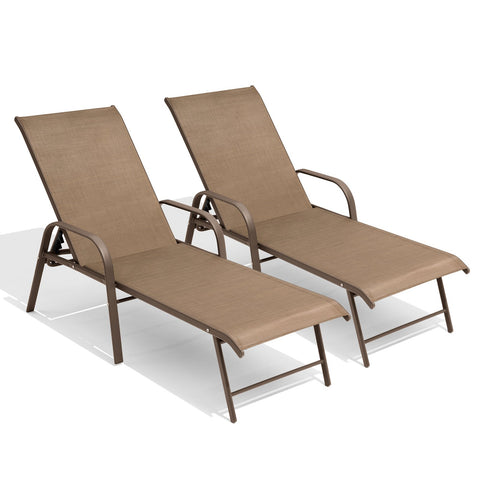 Crestlive Products Aluminum Outdoor Adjustable Chaise Lounge Chair Set of 2