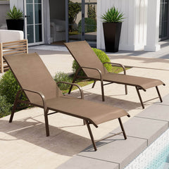 Aluminum Adjustable Outdoor Chaise Lounge Set of 2
