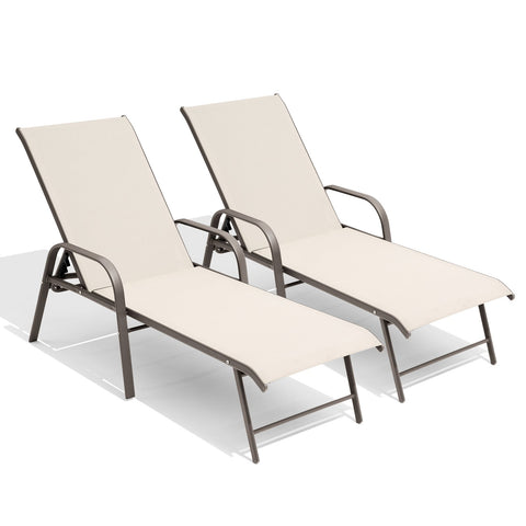 Crestlive Products Aluminum Outdoor Adjustable Chaise Lounge Chair Set of 2