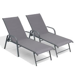 Aluminum Adjustable Outdoor Chaise Lounge Set of 2