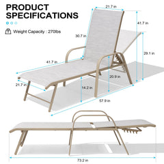 Aluminum Adjustable Outdoor Chaise Lounge Set of 2