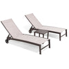 Aluminum Adjustable Outdoor Chaise Lounge Set of 2 with Wheels