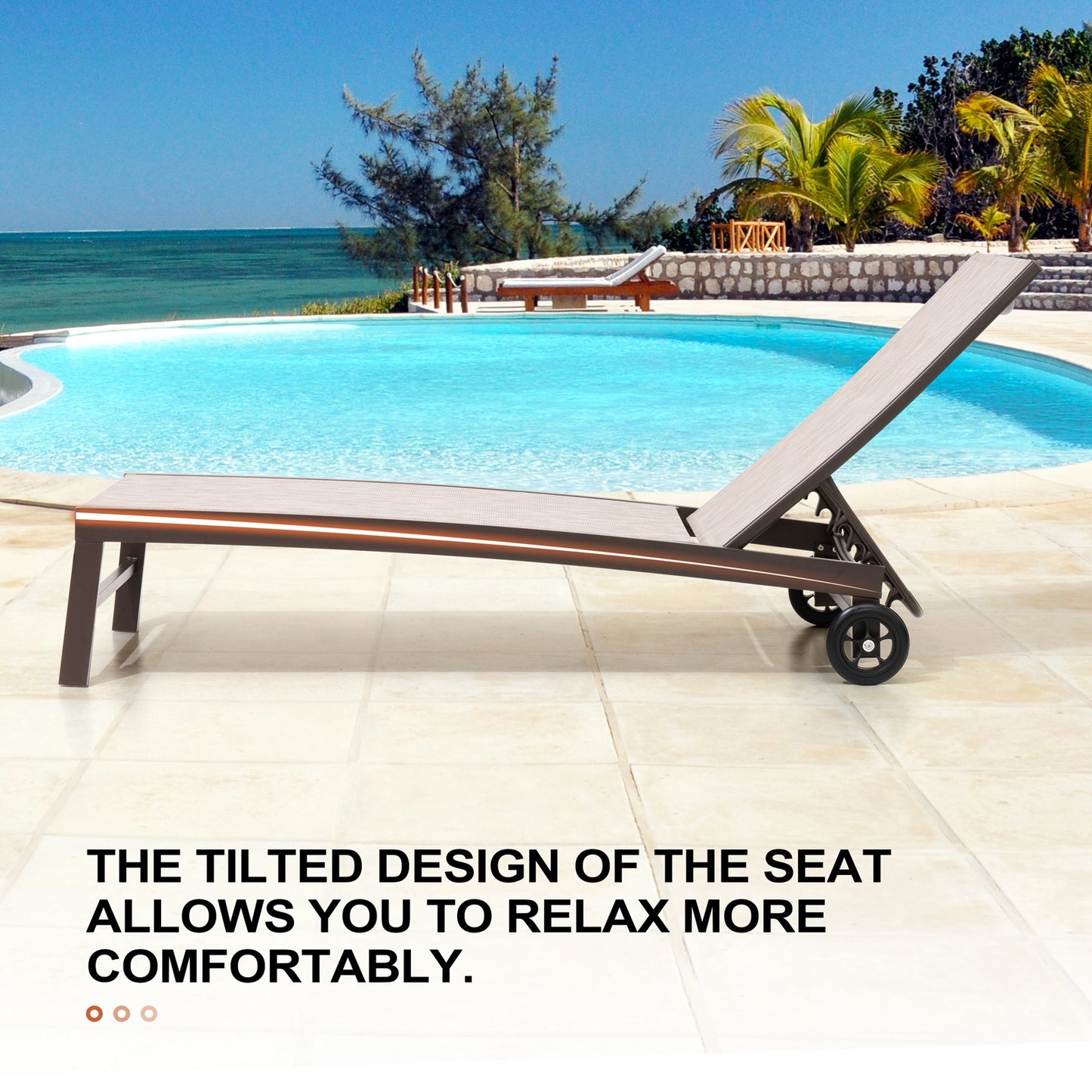 Crestlive Products Aluminum 2-Piece Adjustable Outdoor Chaise Lounge with Wheels