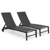Aluminum Adjustable Outdoor Chaise Lounge Set of 2 with Wheels