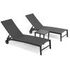 Aluminum Adjustable Outdoor Chaise Lounge Set of 2 with Wheels