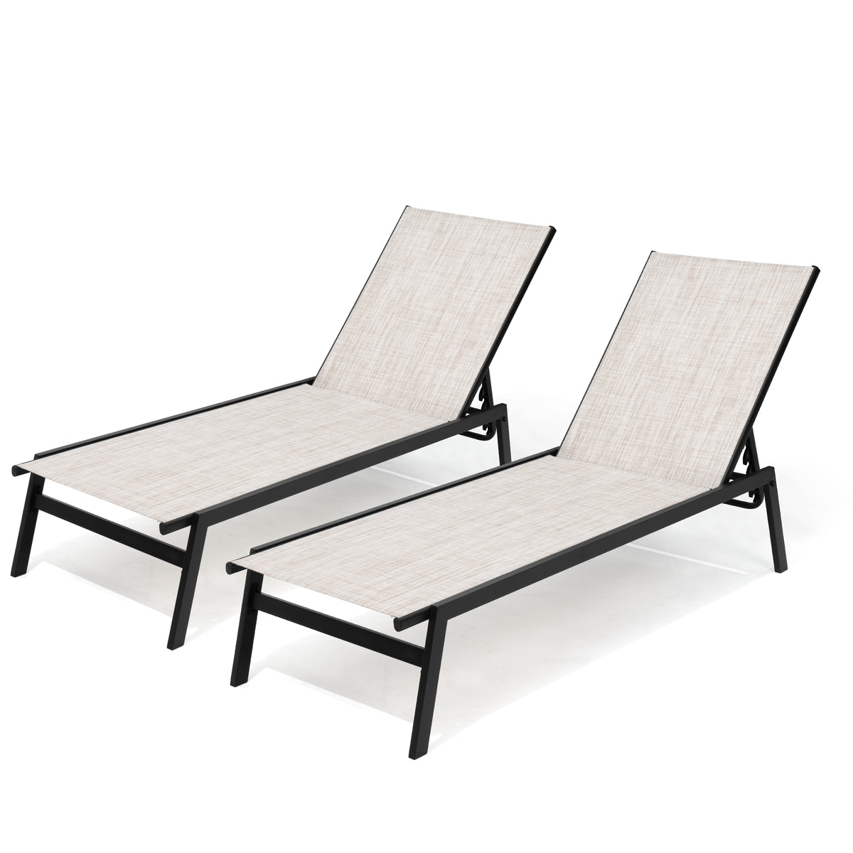 Crestlive Products Steel Outdoor Adjustable Stackable Chaise Lounge Chair (Set of 2)