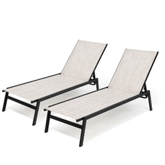 Steel Adjustable & Stackable Outdoor Chaise Lounge Set of 2