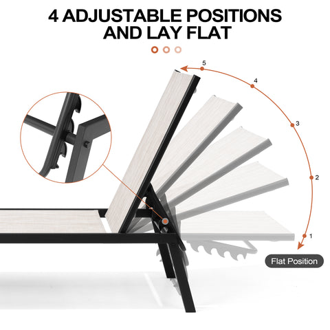 Crestlive Products Steel Outdoor Adjustable Stackable Chaise Lounge Chair (Set of 2)