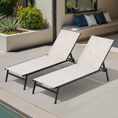 Steel Adjustable & Stackable Outdoor Chaise Lounge Set of 2