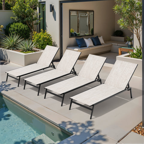 Crestlive Products Steel Outdoor Adjustable Stackable Chaise Lounge Chair (Set of 2)