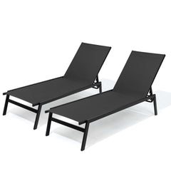 Steel Adjustable & Stackable Outdoor Chaise Lounge Set of 2