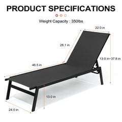 Steel Adjustable & Stackable Outdoor Chaise Lounge Set of 2