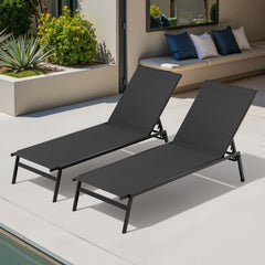 Steel Adjustable & Stackable Outdoor Chaise Lounge Set of 2