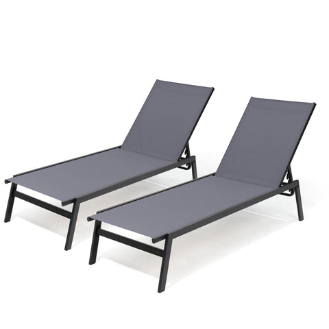Crestlive Products Steel Outdoor Adjustable Stackable Chaise Lounge Chair (Set of 2)
