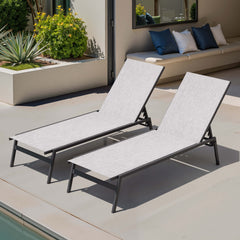 Steel Adjustable & Stackable Outdoor Chaise Lounge Set of 2