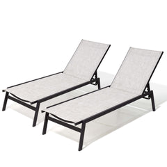 Steel Adjustable & Stackable Outdoor Chaise Lounge Set of 2