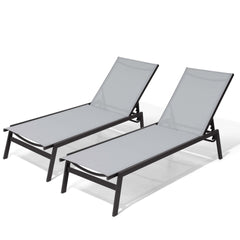 Steel Adjustable & Stackable Outdoor Chaise Lounge Set of 2