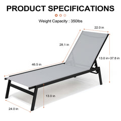 Steel Adjustable & Stackable Outdoor Chaise Lounge Set of 2