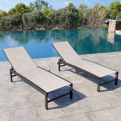 Crestlive Products Outdoor Chaise Lounge Chair, 5-Position Adjustable Patio Recliner, Beige