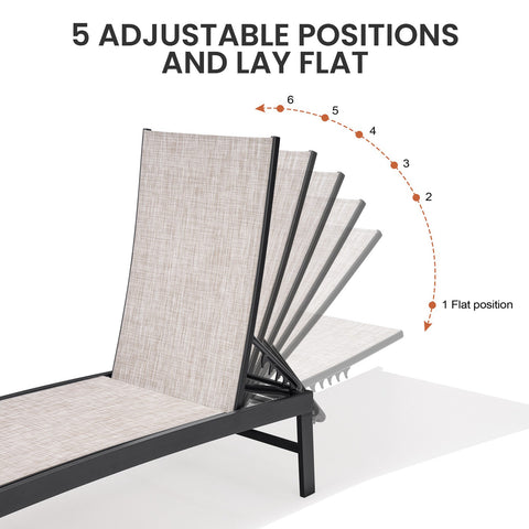 Crestlive Products Steel Outdoor Adjustable Chaise Lounge Chair