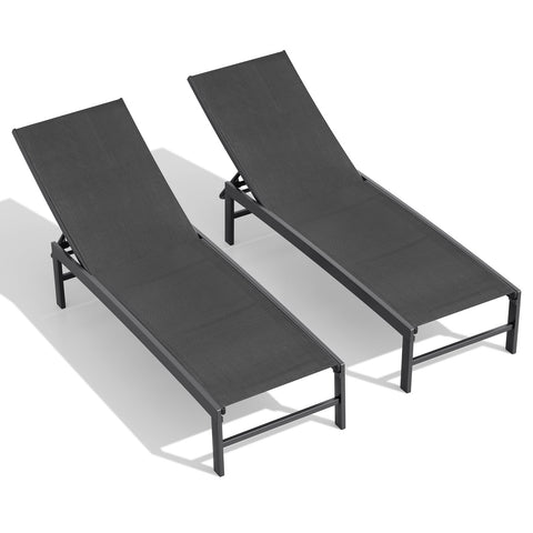 Two-piece chaise lounge chair set in Black
