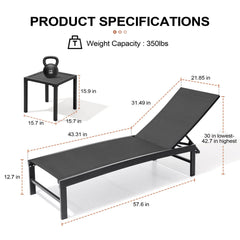 Steel Adjustable Outdoor Chaise Lounge