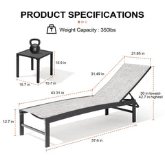 Steel Adjustable Outdoor Chaise Lounge