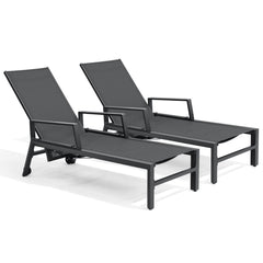 Adjustable Aluminum Outdoor Chaise Lounge Set of 2 with Wheels
