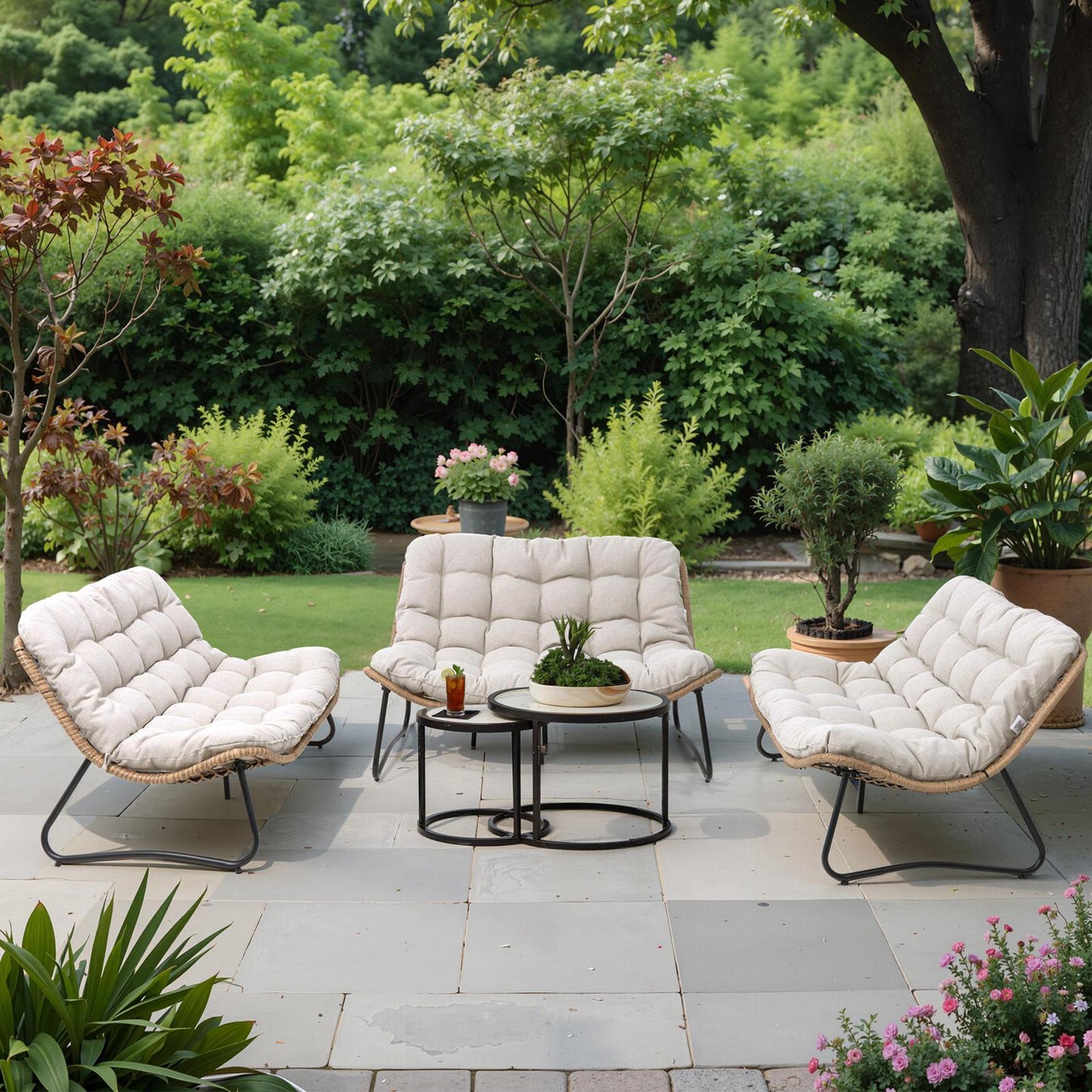 Crestlive Products PE Wicker Outdoor 2-Seater Loveseat with Cushion