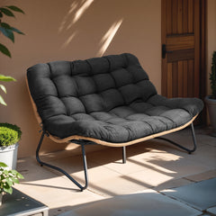 Patio Loveseat with Beige Cushion