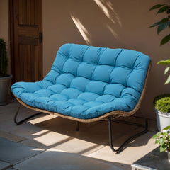 Patio Loveseat with Beige Cushion