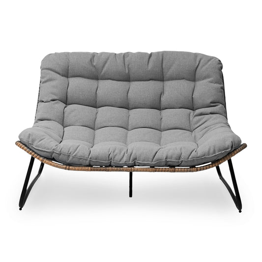 Crestlive Products Outdoor Loveseat 2-Seater Rattan Patio Sofa with Cushions