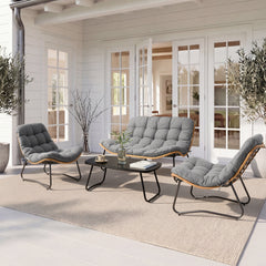 4-Piece Patio Conversation Set with Loveseat, Chairs, Coffee Table & Cushions