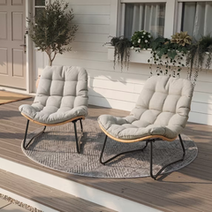 Crestlive Wicker Patio Chair Set of 2, 500lb Weight Capacity, All Weather PE Rattan, Beige