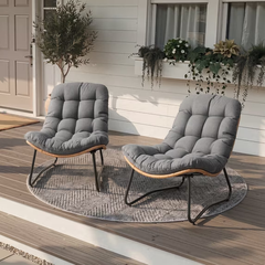 Crestlive Wicker Patio Chair Set of 2, 500lb Weight Capacity, All Weather PE Rattan, Dark Grey